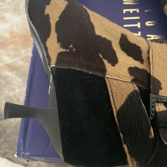 Stuart Weitzman pony calf bootie with rhinestone buckle. - Picture 5 of 7